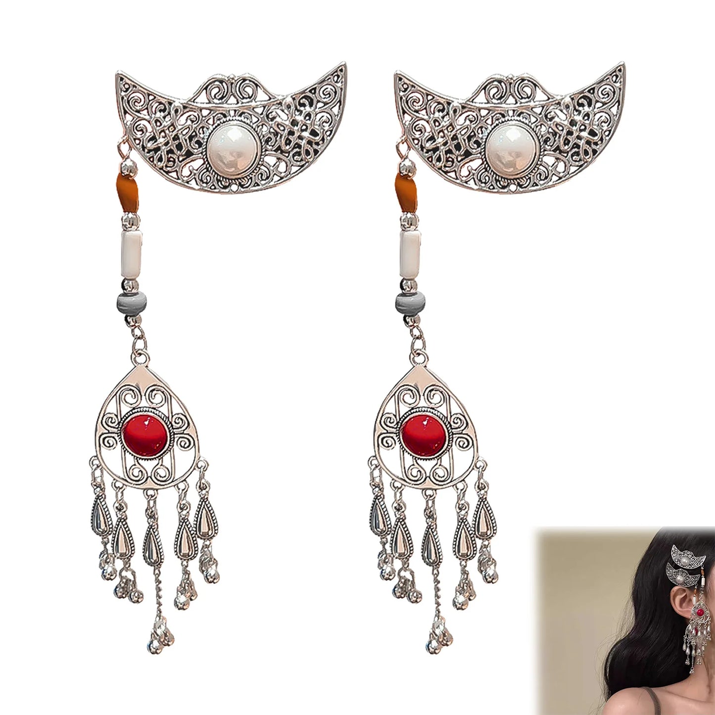 2pcs Ethnic Mongolian Style Hair Clips For Women Retro Court Design With Cultural Elements Peaceful Pleasures Health and Wellness
