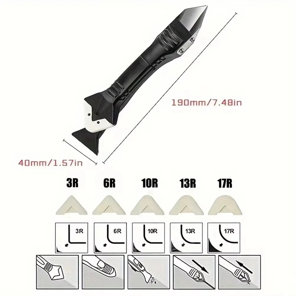 3 In 1 Plastic Scraper Sealant Smooth Remover Tool Set Caulking Finisher Smooth Grout Kit Floor Mould Removal Hand Tools Set Peaceful Pleasures Health and Wellness