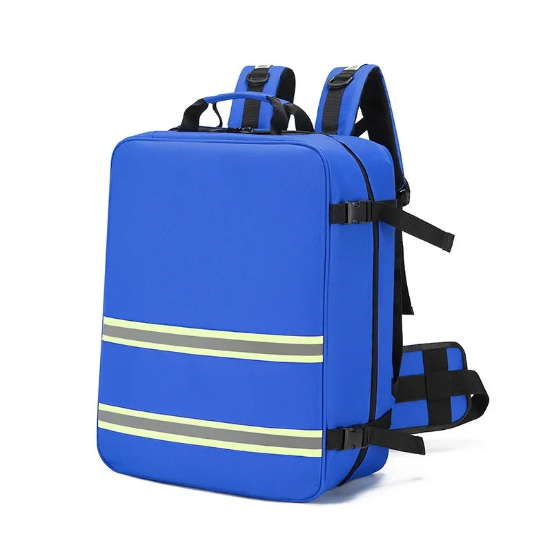 1200D Tear Resistant Fire Control Rescue First Aid Kits Outdoor Waterproof Storage Backpack Knapsack Travel Camping Bag Peaceful Pleasures Health and Wellness Blue