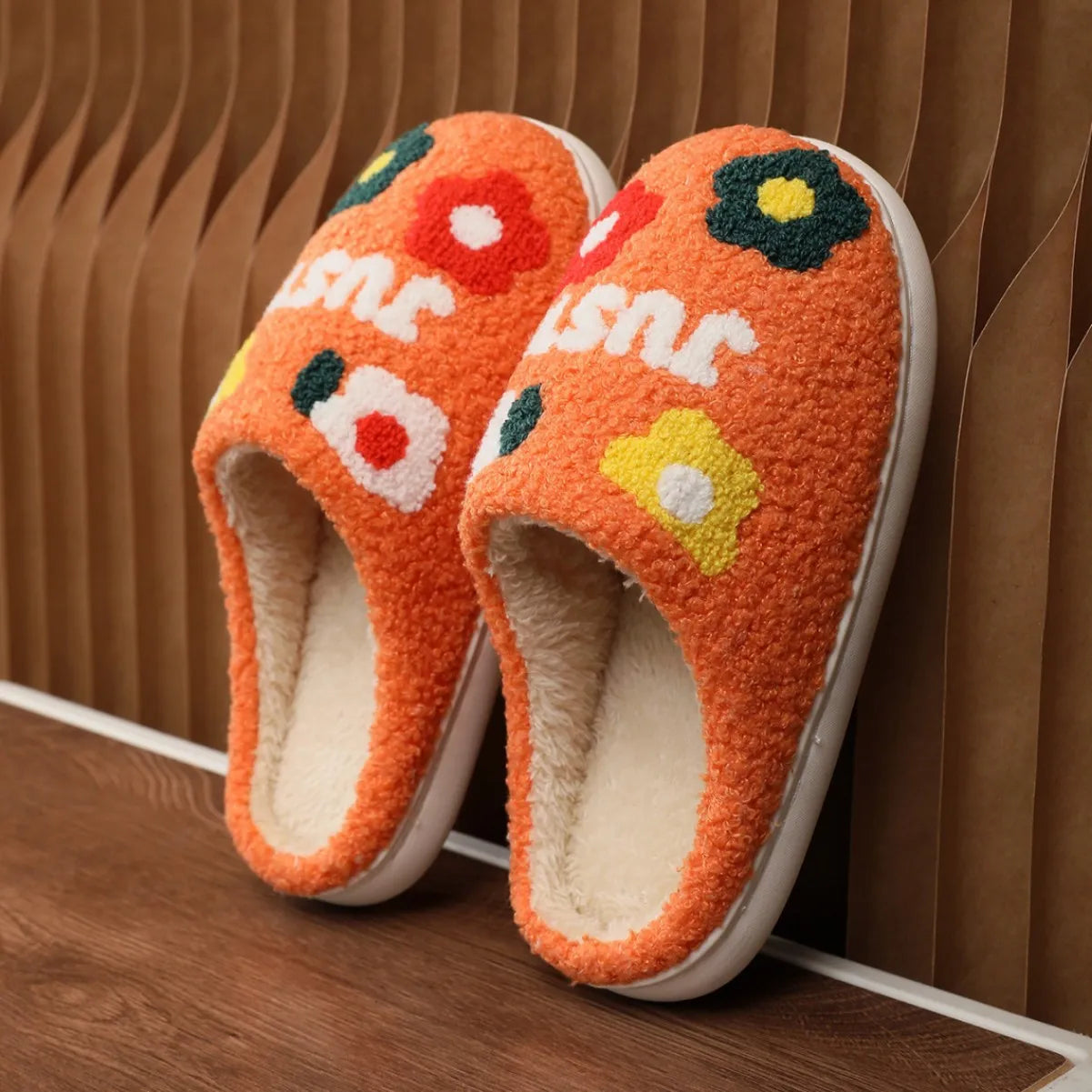 Women's Fluffy Flower Indoor Slippers | Non-Slip Soft House Shoes