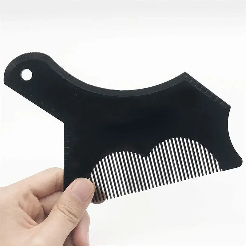 New Innovative Design Beard Shaping or Stencil with Full-Size Comb for Line Up Tool Trimming Shaper Template Guide for Shaving Peaceful Pleasures Health and Wellness black