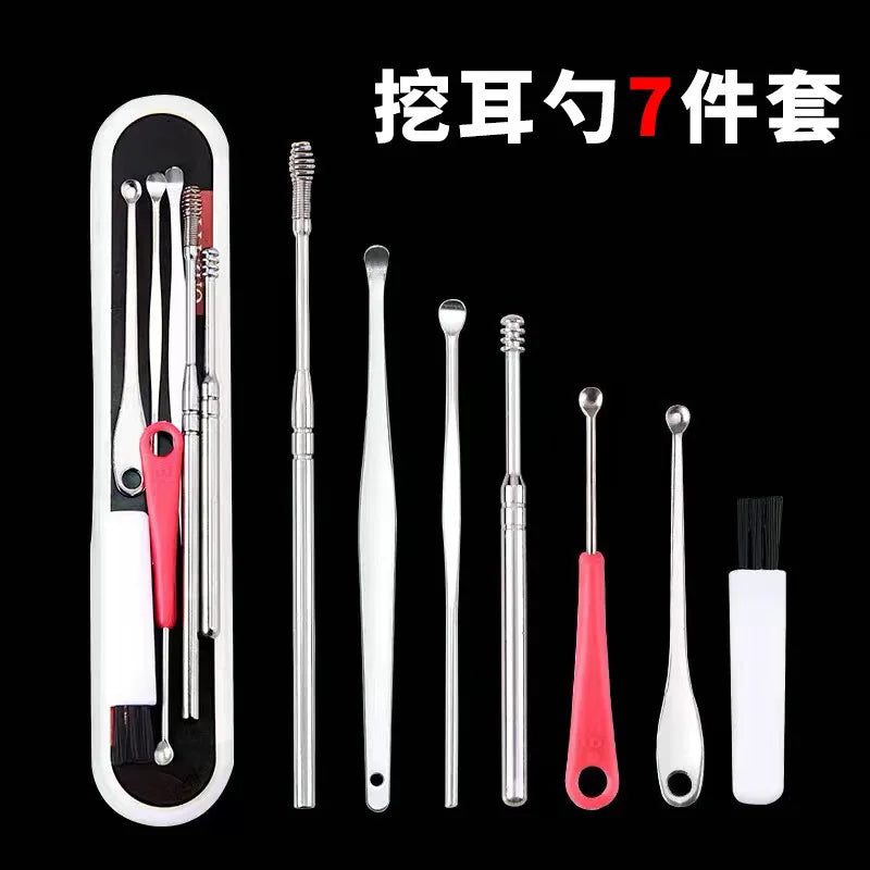 Stainless Steel Spiral Spring Ear Wax Removal Tool Cleaner Set