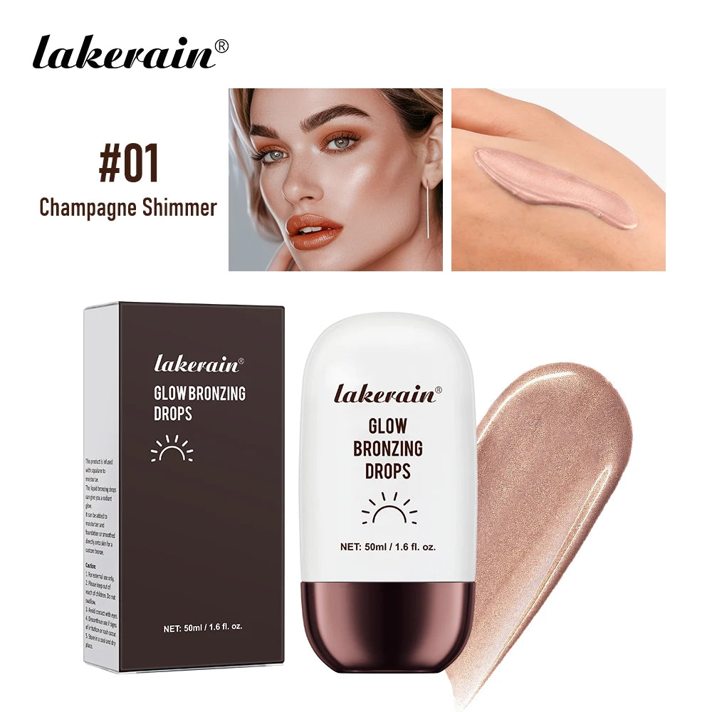 Bronzer Highlighter Drops Light Concealer Brightening Complexion Contouring Facial Mix Foundation Moisturizer Makeup Primer Peaceful Pleasures Health and Wellness 01 Champagne Shimmer