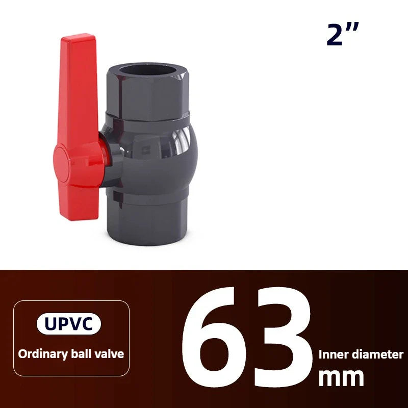 PVC Ball Valve DN15–DN50 Long Handle Dark Gray Pipe Fitting