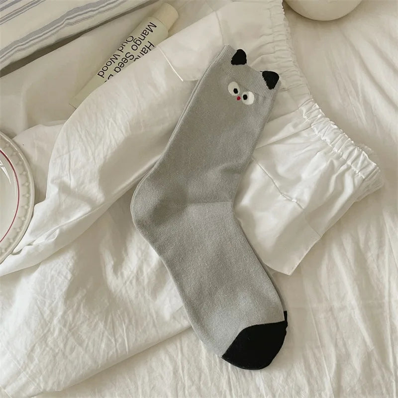 Socks For Women Cute New Novelties Fashion Cotton Breathable Funny Socks Female Casual Long Preppy Style Cartoon Socks Striped Peaceful Pleasures Health and Wellness Gray One Size