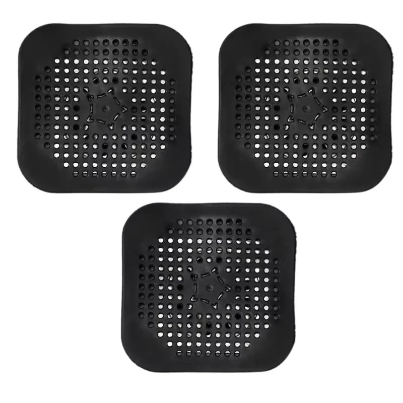 3PCS Drain Hair Catcher Filter Sink Anti-blocking Strainer Bathtub Shower Floor Silicone Stopper Cover Kitchen Bathroom Accessor Peaceful Pleasures Health and Wellness black 3pcs