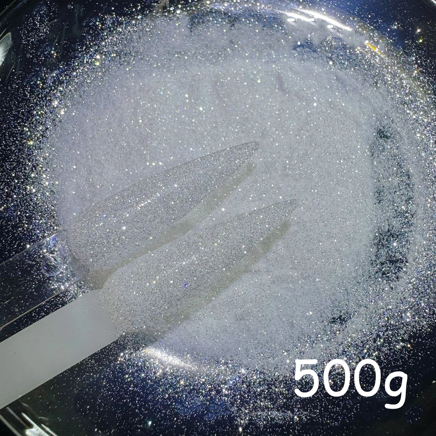 Aurora Chrome Nail Glitter Powder | White Holographic Sparkle 500g