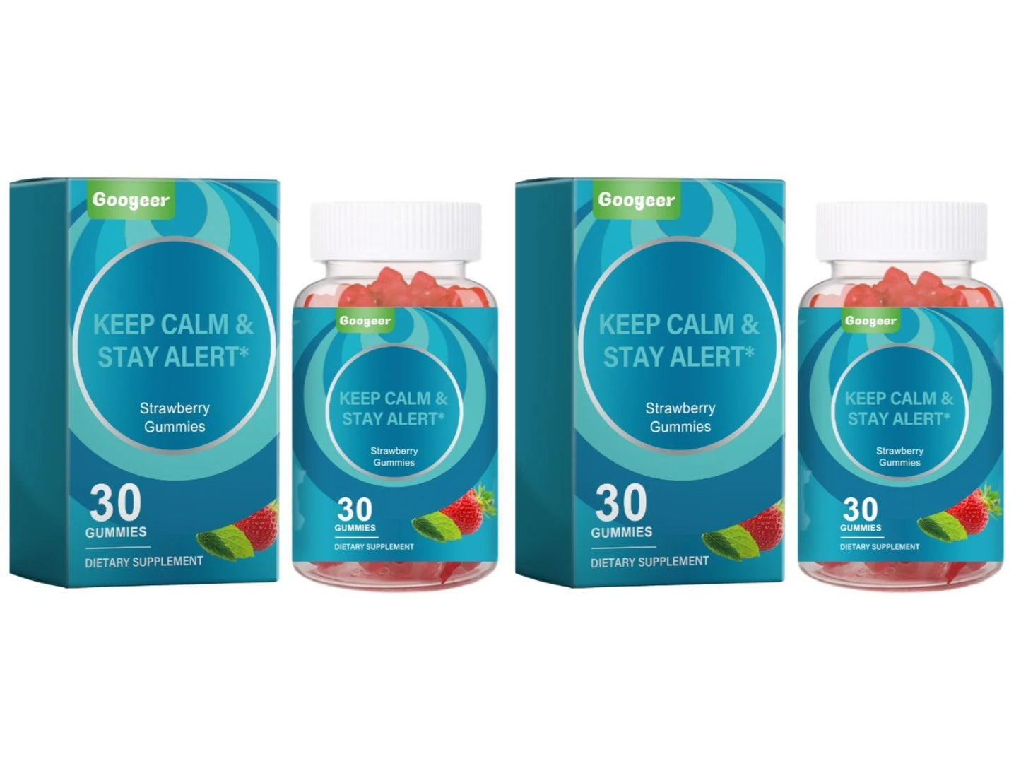 Googeer Strawberry Vitamin C Gummies | Nails & Calm | 30 CT