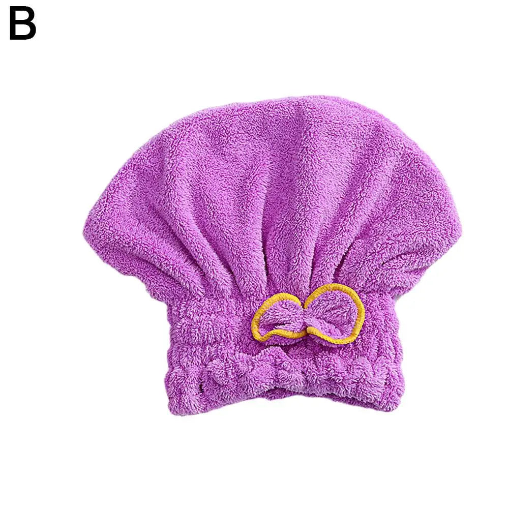 Microfiber Quick Dry Hair Wrap Towel Cap with Bowknot
