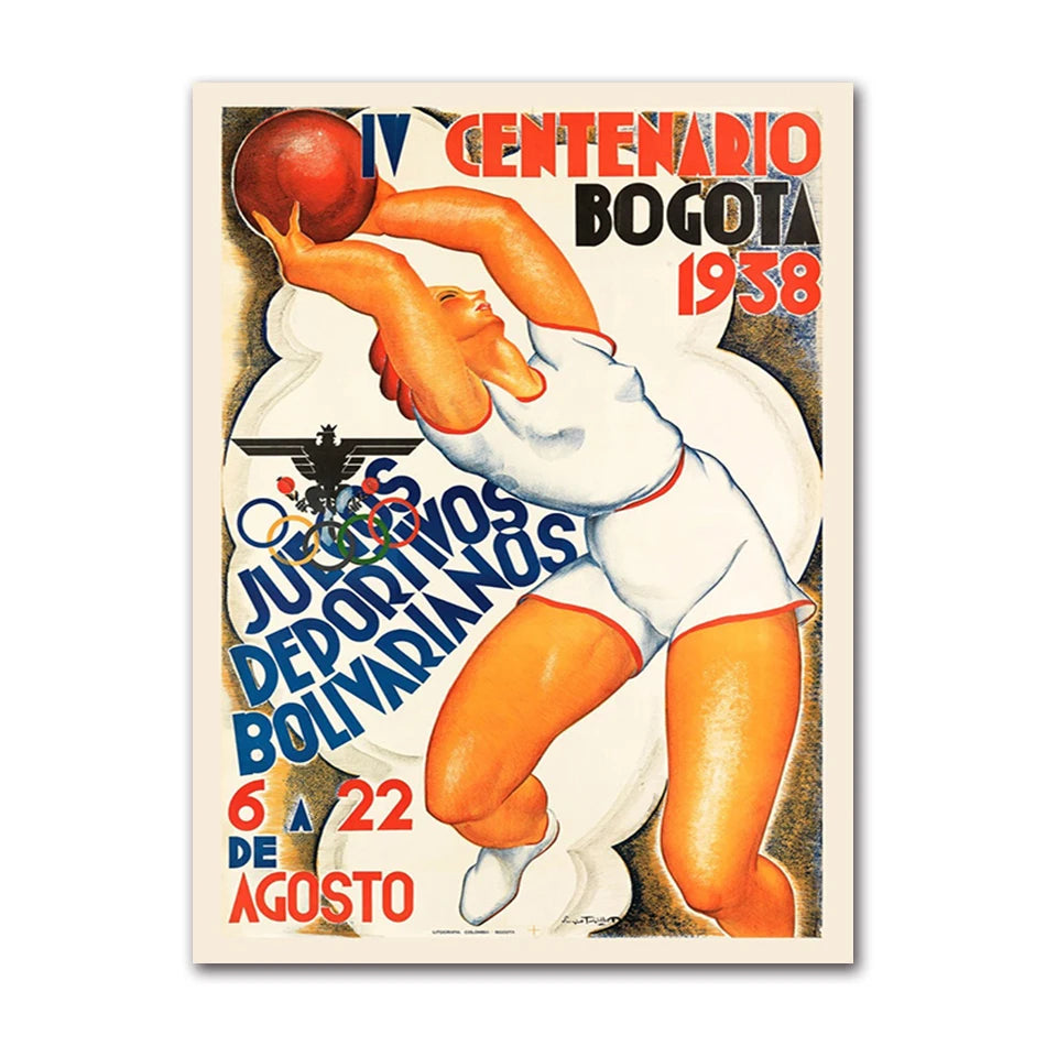 Retro Sports Poster Vintage Travel Wall Art Print Boxing Rugby Football Basketball Canvas Painting Pictures for Home Decoration Peaceful Pleasures Health and Wellness 61771-11 20x30cm Unframed
