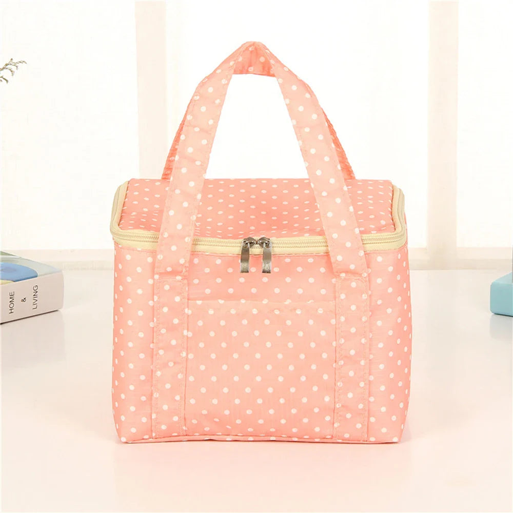 Large Insulated Lunch Bag – Polka Dot Oxford Bento Tote