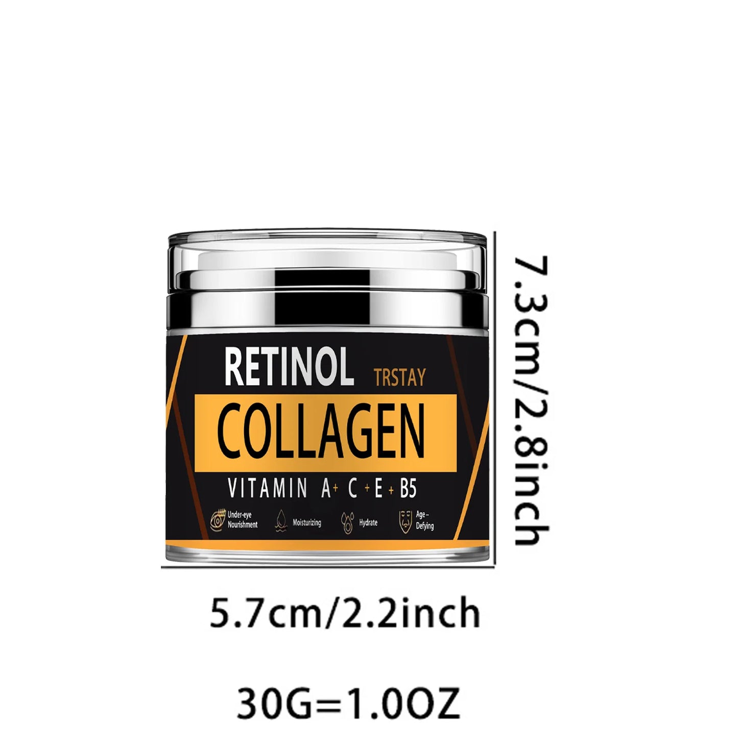 Retinol collagen face cream, mild and non irritating, tightens skin, brightens skin tone, and makes skin soft and delicate Peaceful Pleasures Health and Wellness 30G