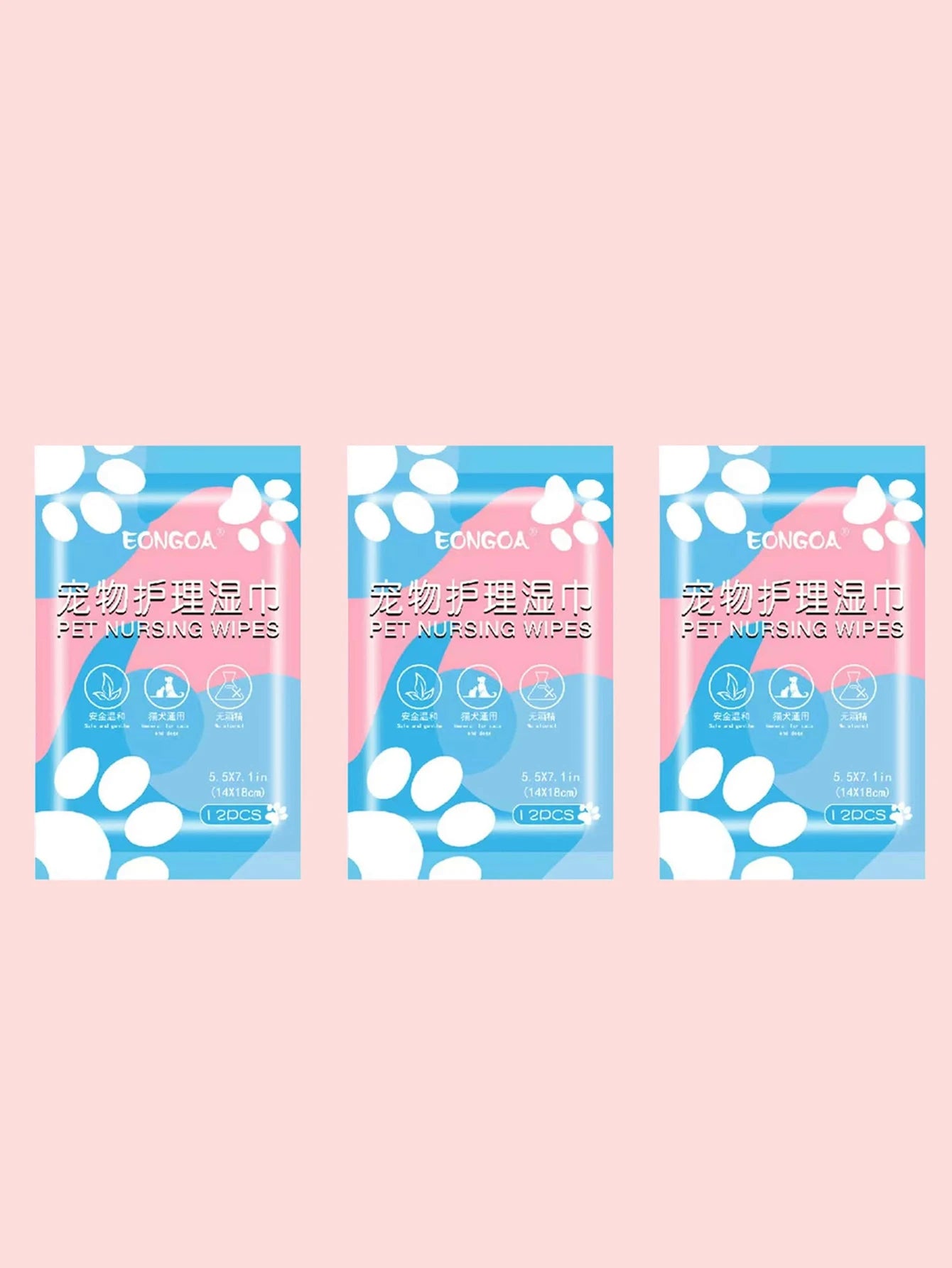 Pet Wet Wipes Dogs & Cats – No-Rinse Butt & Tear Stain 3 Pack