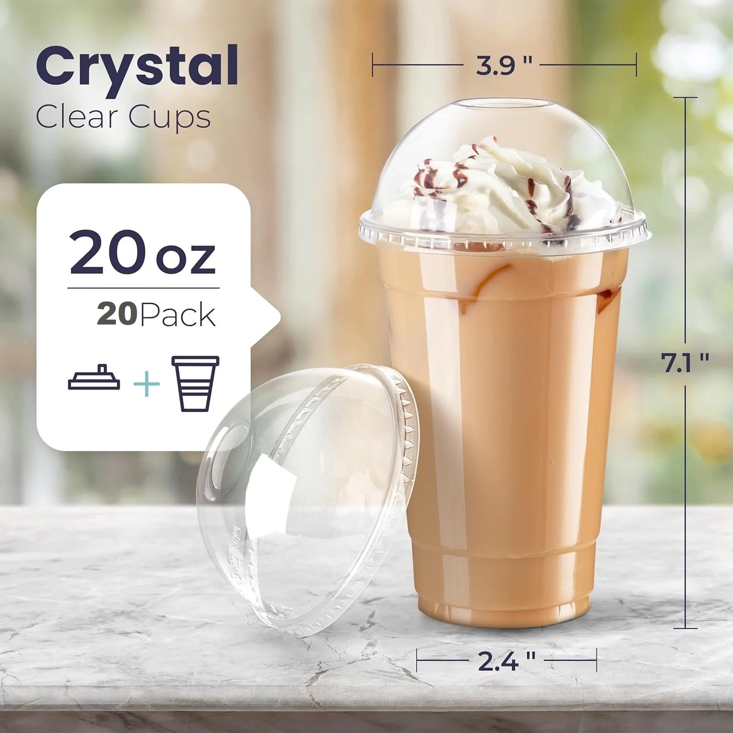 20 Clear Plastic Fruit Cups with Dome Lids PET Disposable Parfait Crystal Cups Suitable for Dessert Ice Cream and Cake Ideal for Peaceful Pleasures Health and Wellness 20OZ