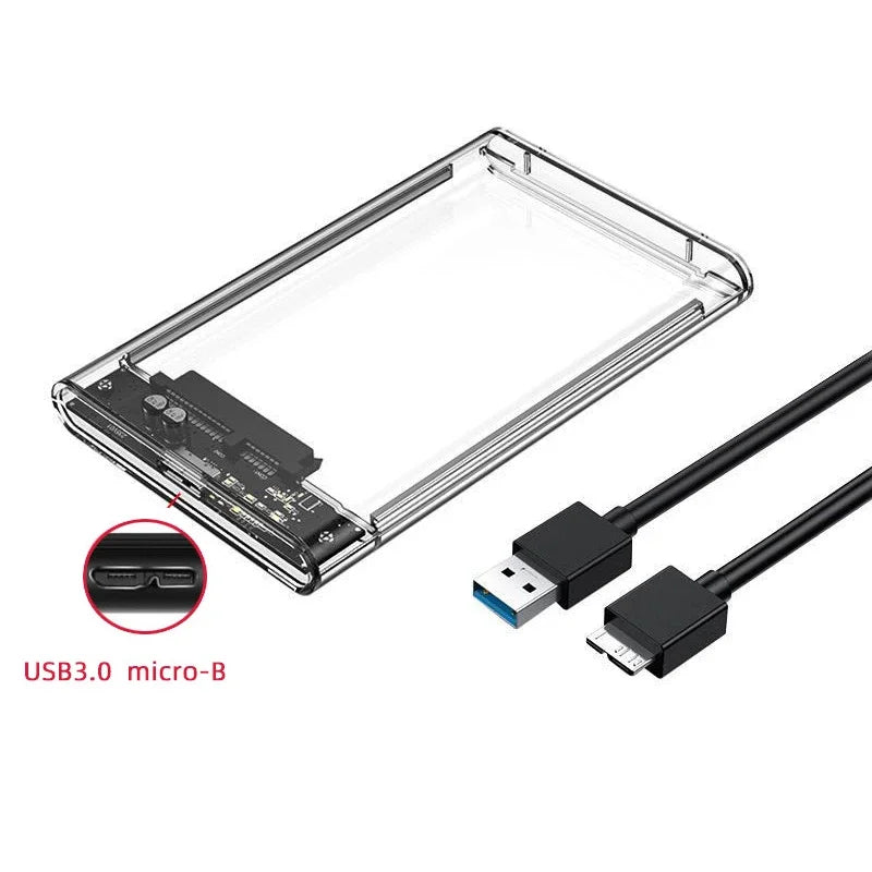 USB3.0 External HDD Case 5Gbps 2.5 Inch Transparent Hard Disk Case Hard Drive Enclosure SATA HDD SSD Storage Case for Laptop PC Peaceful Pleasures Health and Wellness Micro B-USB A