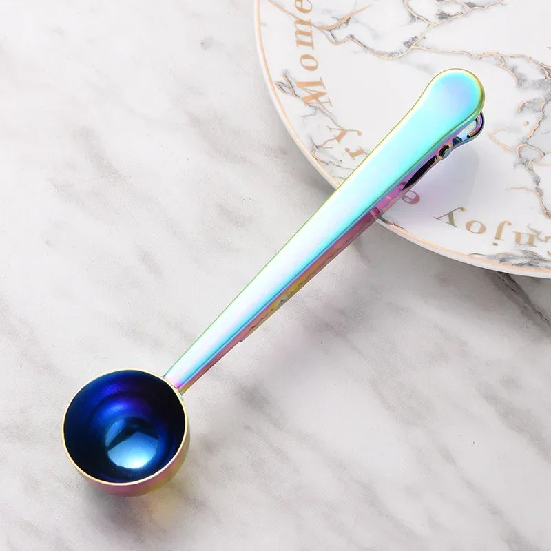 Coffe Spoon Drinkware Teas Set Stainless Steel Spoons Sealing Clamp Tableware Coffeeware Teaware Kitchen Snack Bag Bar Dining Peaceful Pleasures Health and Wellness MULTI