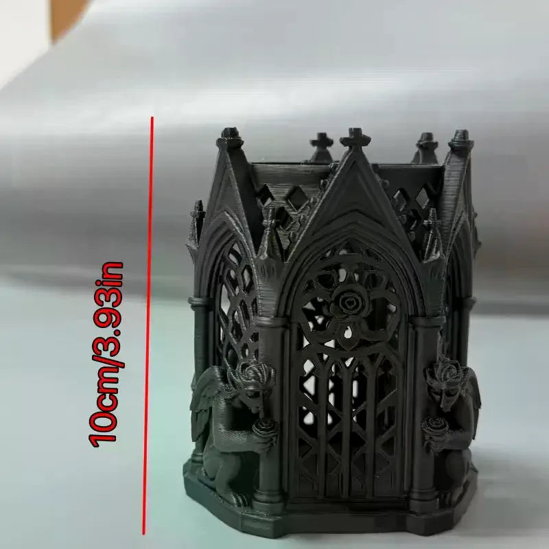 Dark Gothic Pen Holder – Black Ornamental Desk Organizer