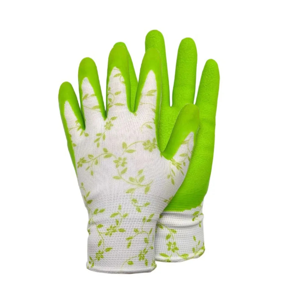 3Pairs Durable Breathable Gardening Gloves Comfortable Printed Latex Foam Gloves Lightweight Flexible Working Glove Farm Peaceful Pleasures Health and Wellness Green