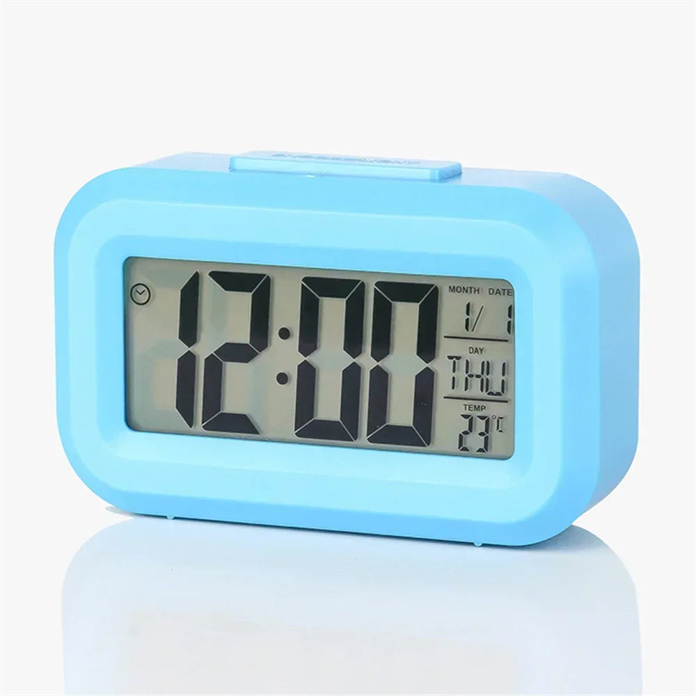 Led Digital Alarm Clock Backlight Data Times Calendar Desktop Multi-function Electronic Bedroom Decoration Desk Decorations Wall Peaceful Pleasures Health and Wellness Blue