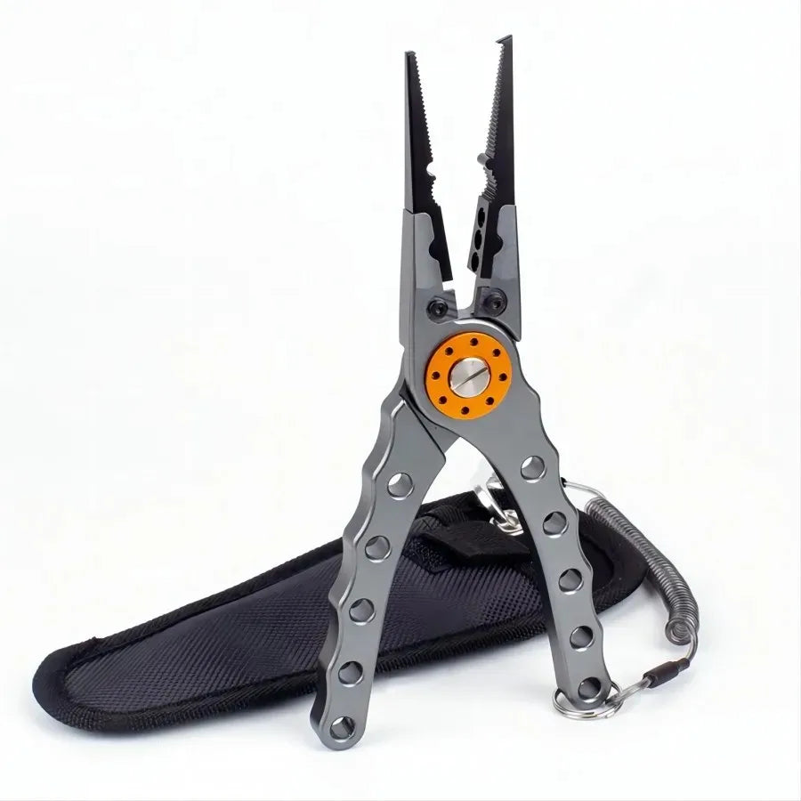Fishing Pliers Line Cutter Multifunctional Knot Aluminum Alloy Scissors Hook Remover 150g 20CM Fishing Equipment Peaceful Pleasures Health and Wellness Grey