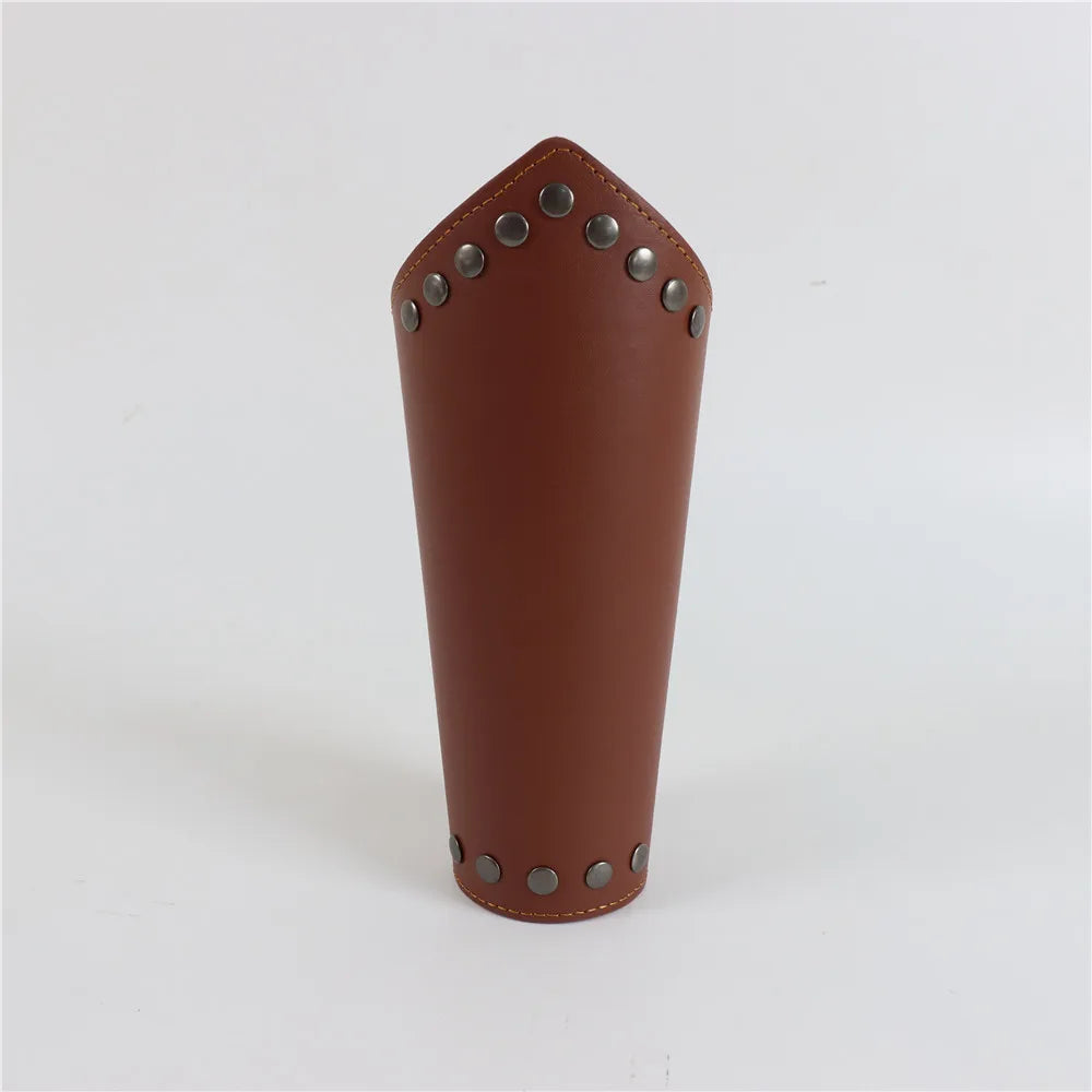 Men Medieval Cosplay PU Leather Armor Arm Warmers Lace-up Viking
