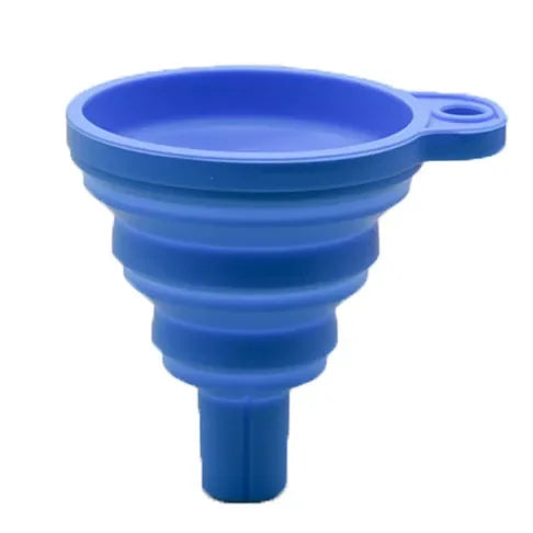 Collapsible Silicone Car Funnel – Universal Foldable Oil Funnel Automotive Funnel Peaceful Pleasures Health and Wellness Blue