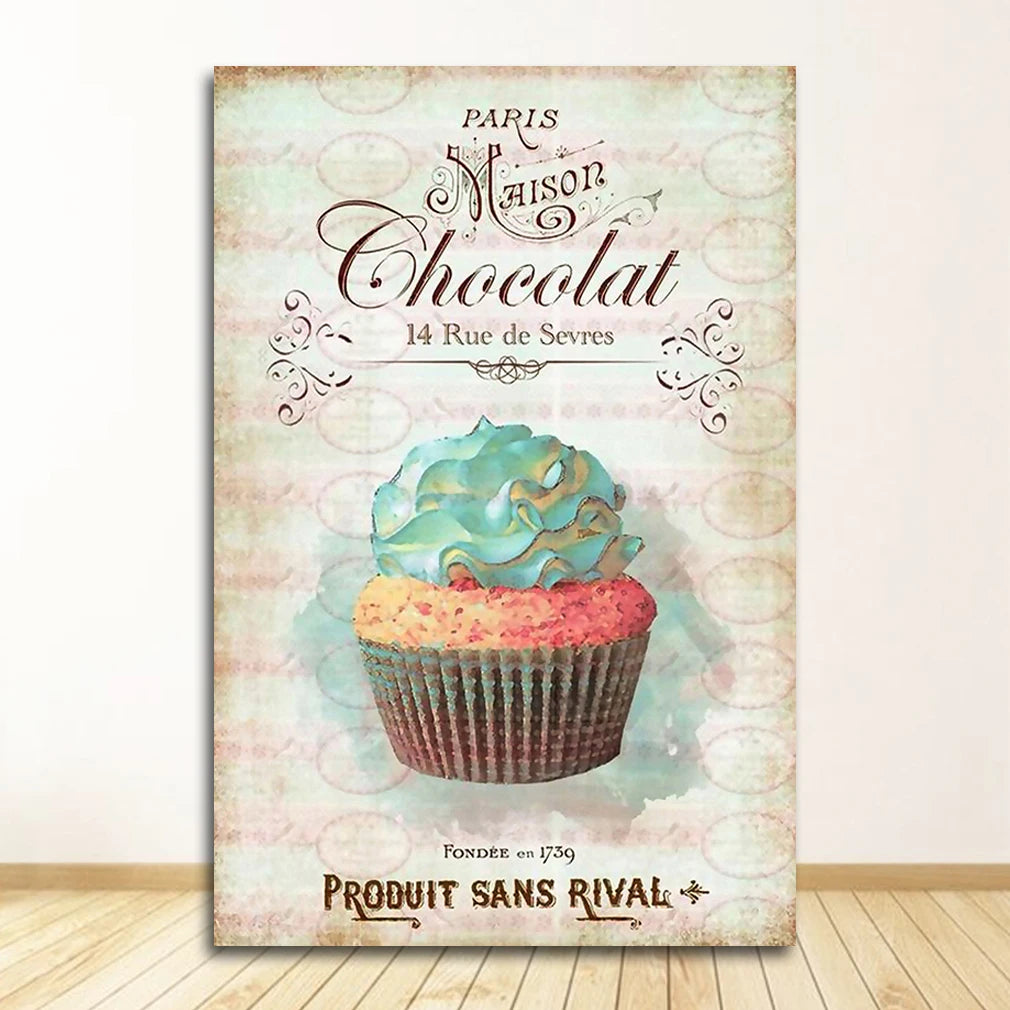 Nordic Dessert Bread Canvas Wall Art | Kitchen Decor Set of 3
