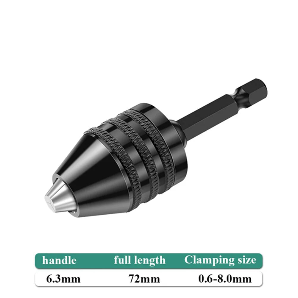 Keyless Drill Chuck Adapter Hex Round Shank Power Tools Accessories