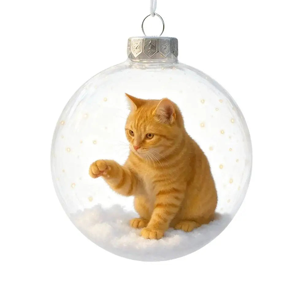 Cat Crystal Ball Acrylic Christmas Tree Ornaments | Holiday Décor