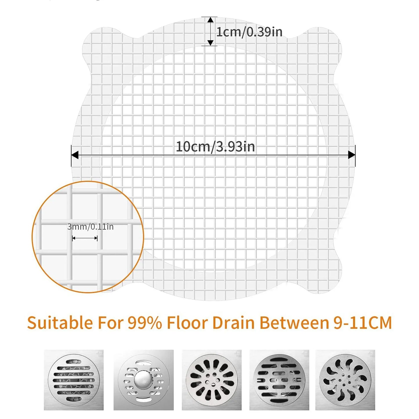 A36T-60 Pcs Disposable Shower Drain Hair Catcher Cover For Showers & Bathtubs Mesh Stickers Mesh Filter Sink Strainer Sticker Peaceful Pleasures Health and Wellness