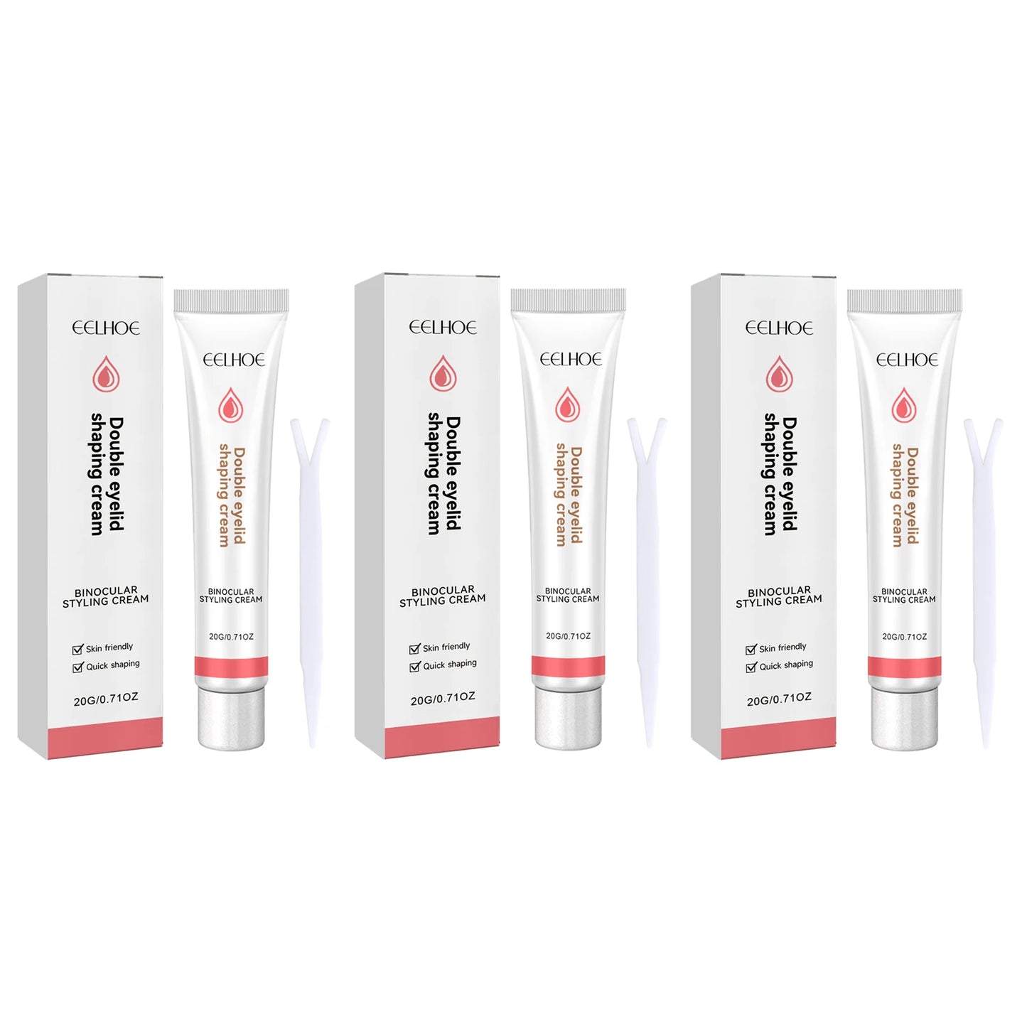 Binocular Styling Cream Quickly Outline Charming Big Eyes Create Perfect Double Eyelid Lightweight Texture Eyelid Setting Cream Peaceful Pleasures Health and Wellness 3 x 20g Boxed