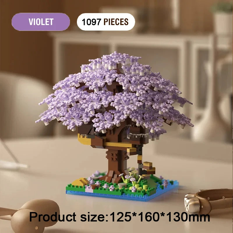 DIY Sakura Tree Building Blocks Cherry Blossom Bricks Light Treehouse