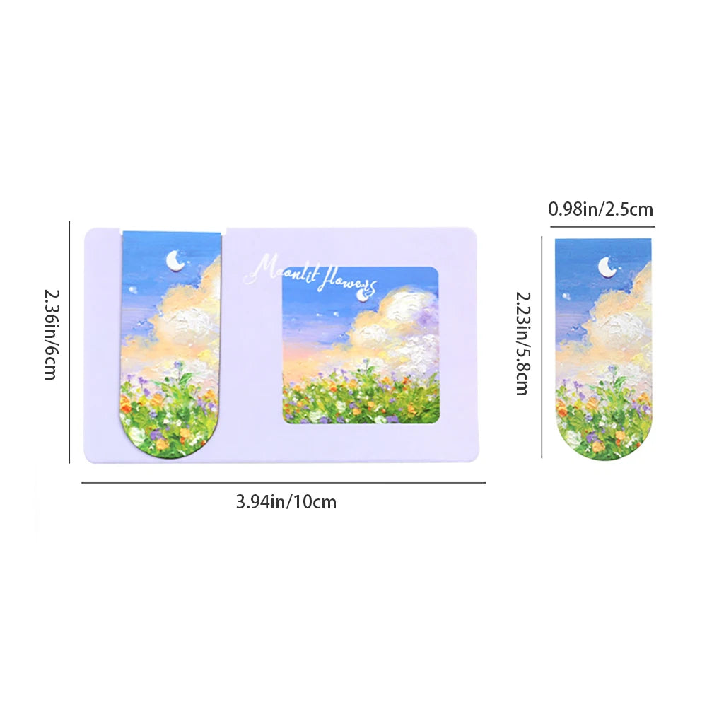 Oil Painting Magnetic Bookmark Student Note Classification Book Clip