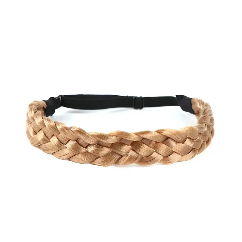 3pcs Elastic Hair Bands For Women and Girls, 3.5cm Wide Synthetic Wig, Stretch Bohemian Plait Braids Headbands, Hair Accessories Peaceful Pleasures Health and Wellness LightBrowm