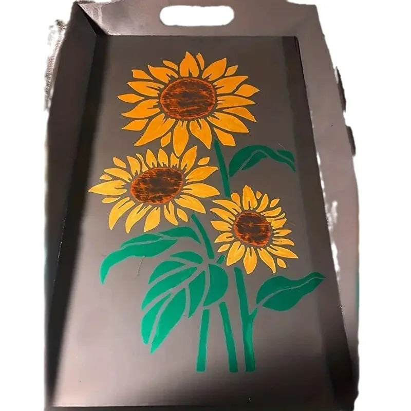 Washable Eco-friendly PET Sunflower Painting Stencil Kids Reusable