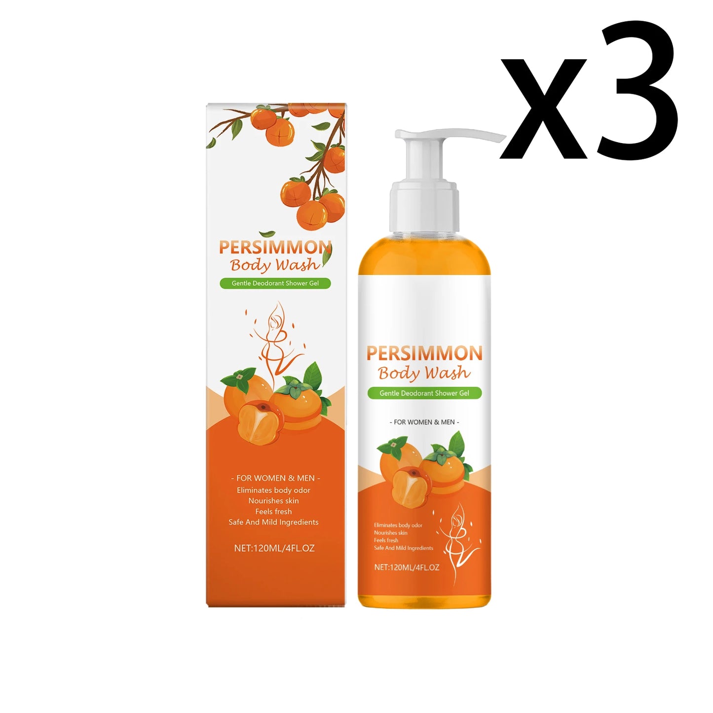 Persimmon Exfoliating Shower Gel – Deep Clean & Moisturizing Body Wash
