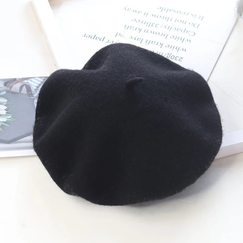 1pc Retro Knitted Beret Autumn And Winter Women's Fashion Painter Hat - Soft & Lightweight For Daily Use, Travel, Photography Peaceful Pleasures Health and Wellness Black