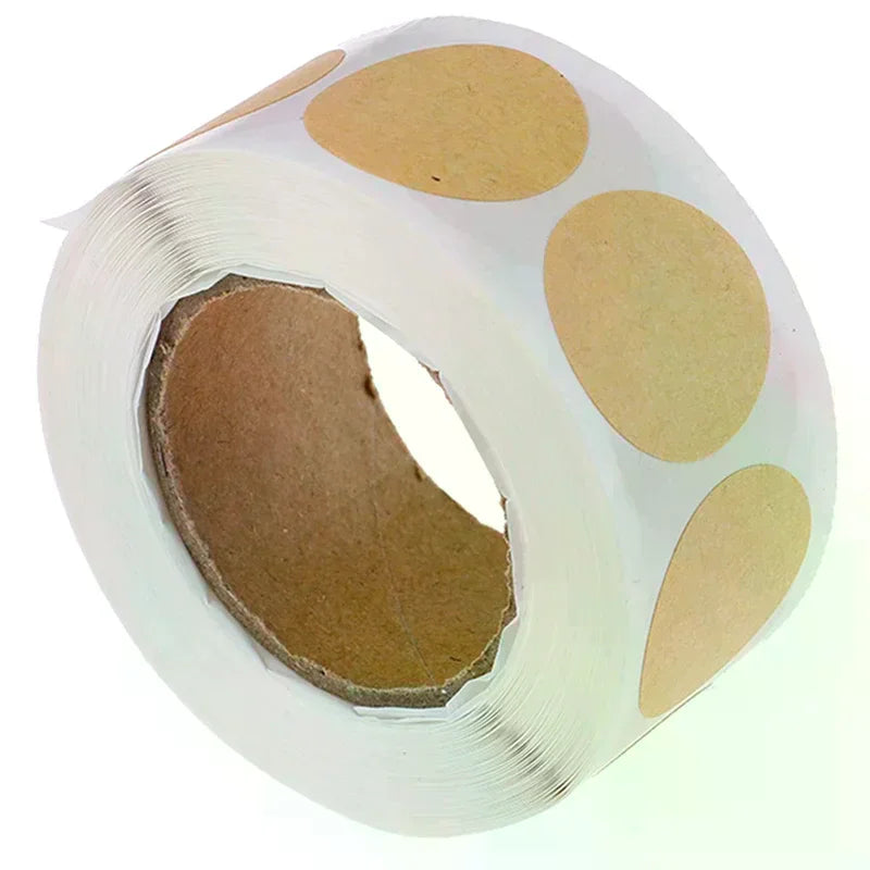 500 Kraft Round Stickers 1" Self-Adhesive Labels Per Roll