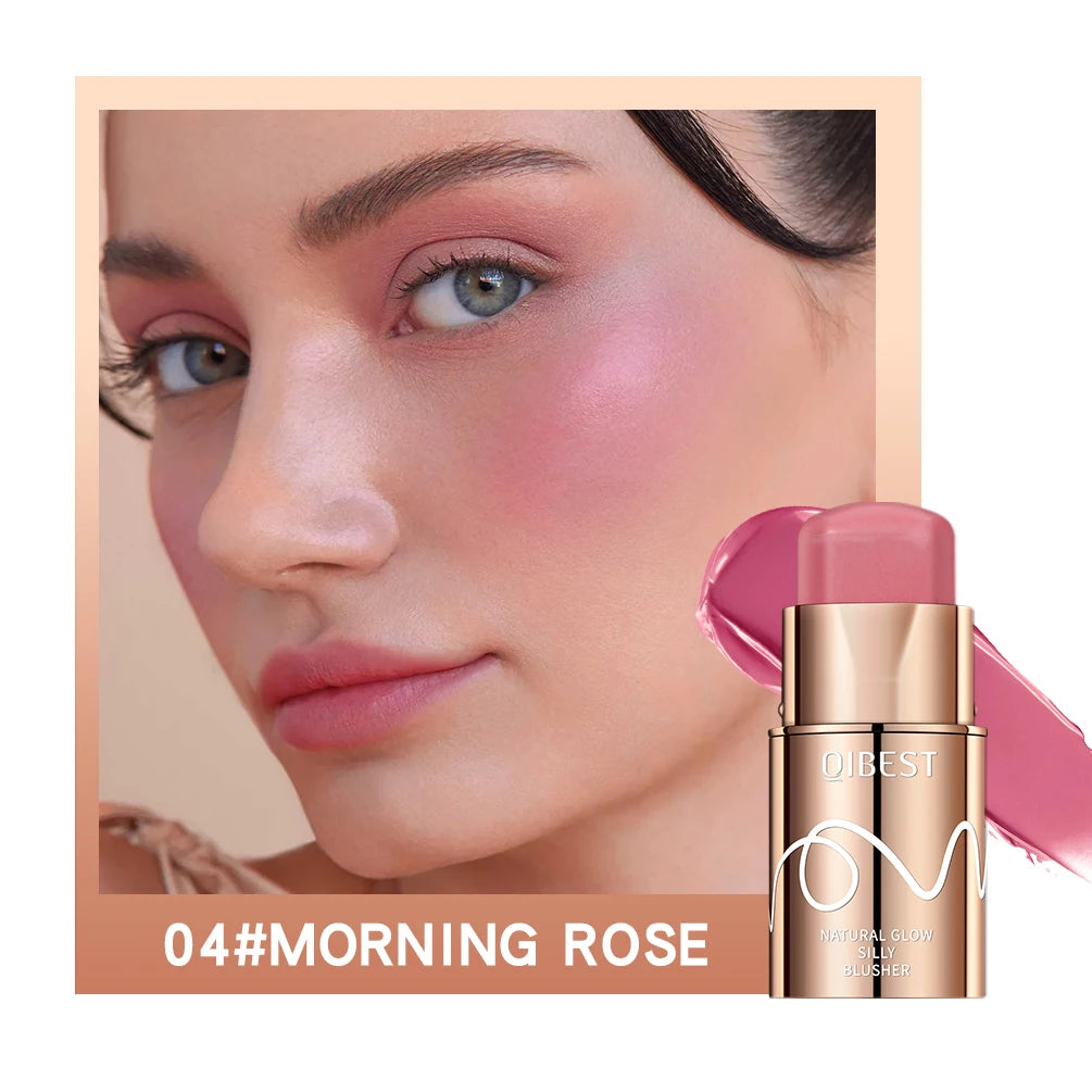 QIBEST Lipstick Blush Stick 3-in-1 Eyes Cheek and Lip Tint Buildable Long Lasting Lightweight Cream Multi Stick Makeup for Women Peaceful Pleasures Health and Wellness 04 MORNING ROSE