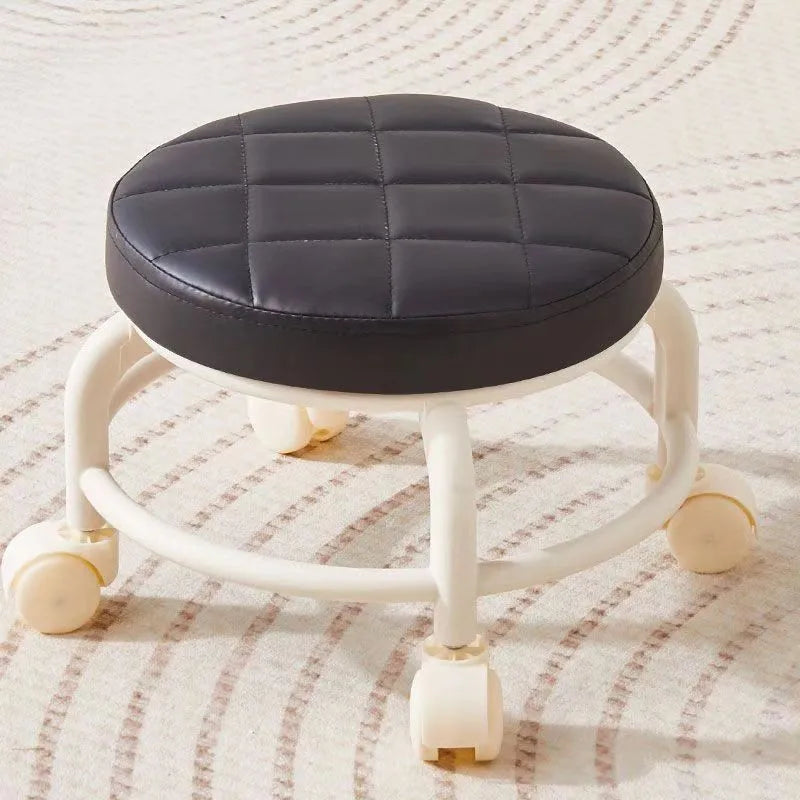 Pulley, Low Stool, Universal Wheel, Small Stool, Seat with Wheels, CHILDREN'S Multi-functional Shoe Changing Stool, round Stool Peaceful Pleasures Health and Wellness black