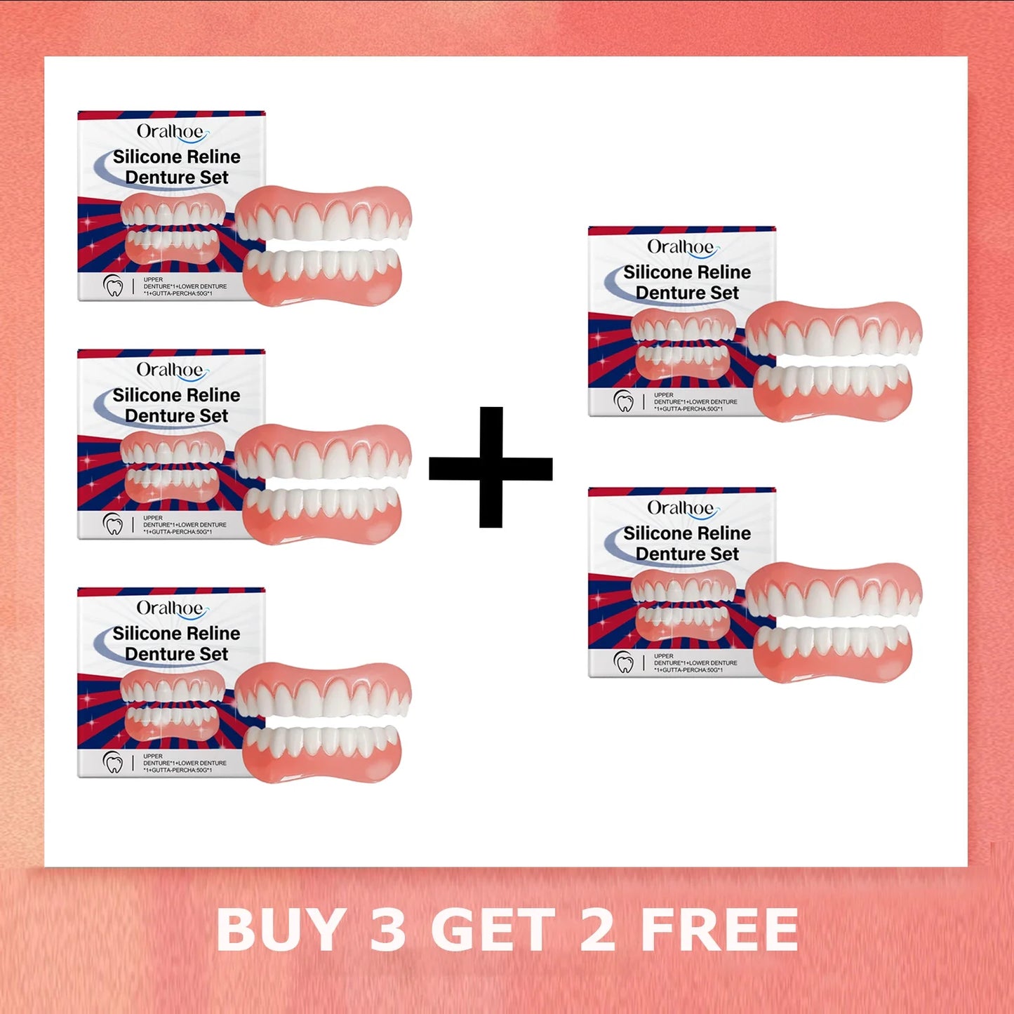 Silicone Denture Veneer Set – Adjustable Upper & Lower Fit