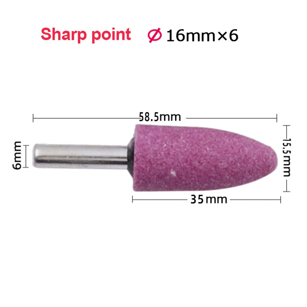 Shank Red Corundum Conical Grinding Head Metal Polishing Rust Removal
