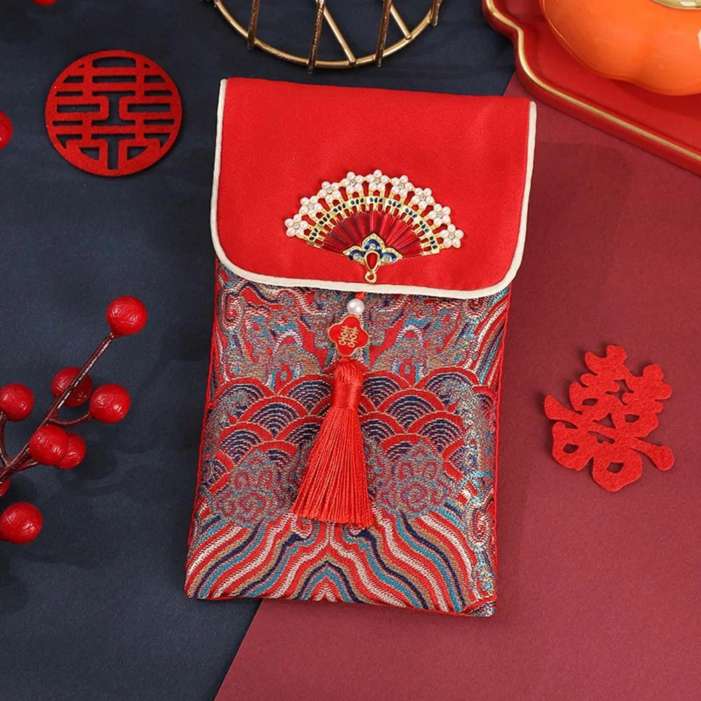 2025 Lunar New Year Brocade Red Envelope HongBao with Tassel