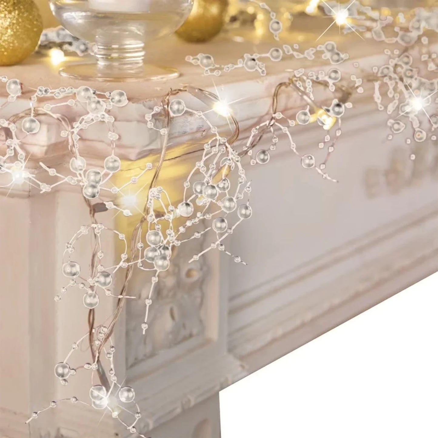 10FT Lighted Berry Beaded Garland – Christmas Indoor Outdoor Decor