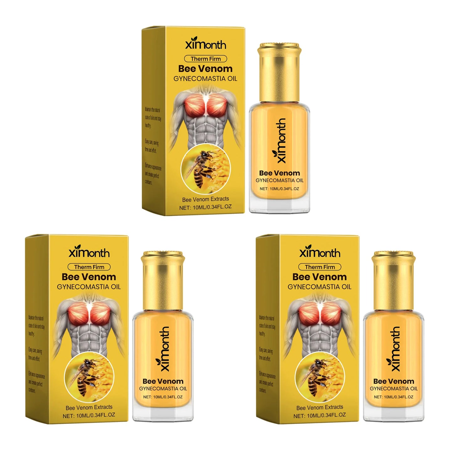 Bee Venom Men's Chest Firming Massage Oil | Contouring