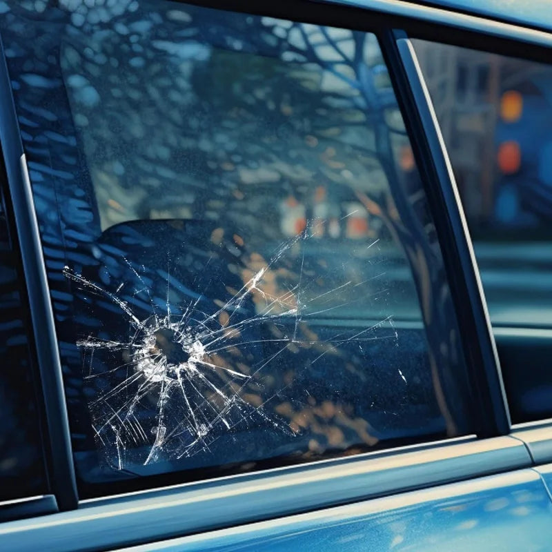 Broken Glass Car Window Decal – Waterproof Reusable Prank Sticker