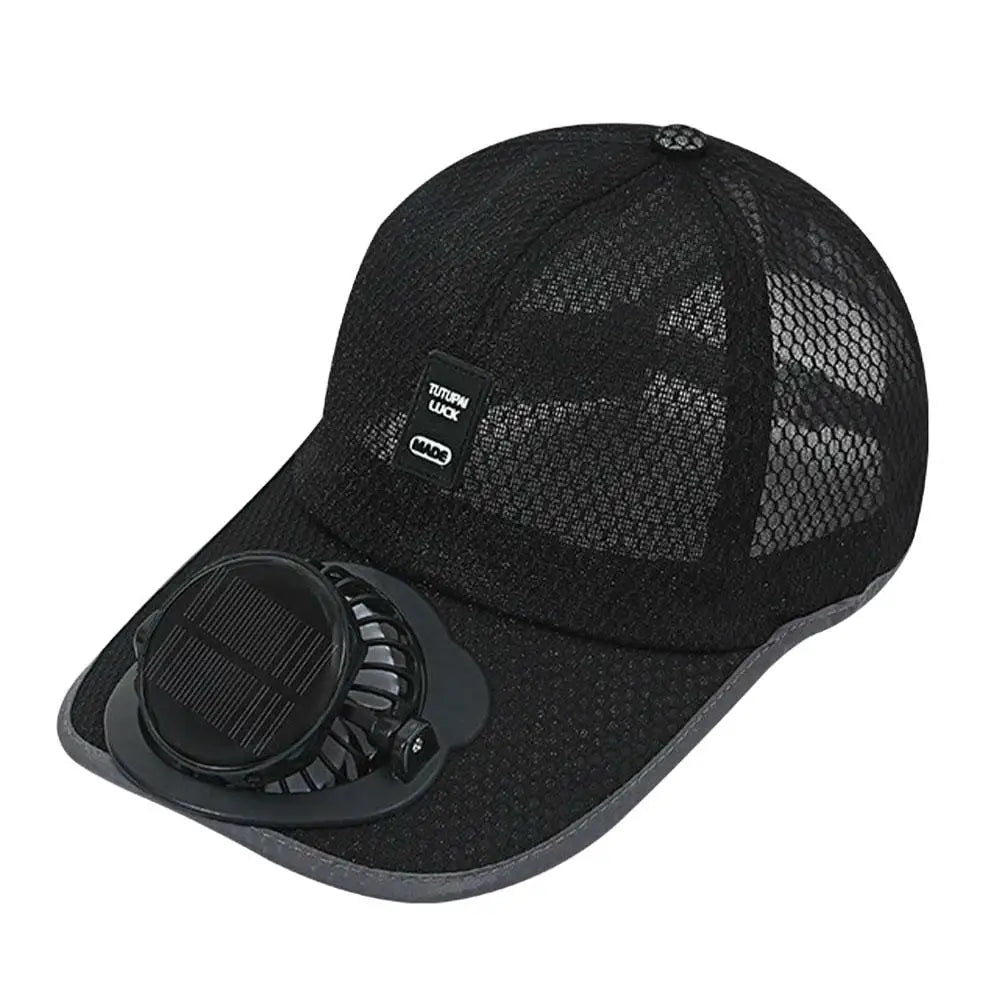 Solar Fan Baseball Cap | USB Rechargeable 600mAh | Breathable Mesh | Adjustable Sun Hat for Outdoor Summer Supplies Peaceful Pleasures Health and Wellness Black