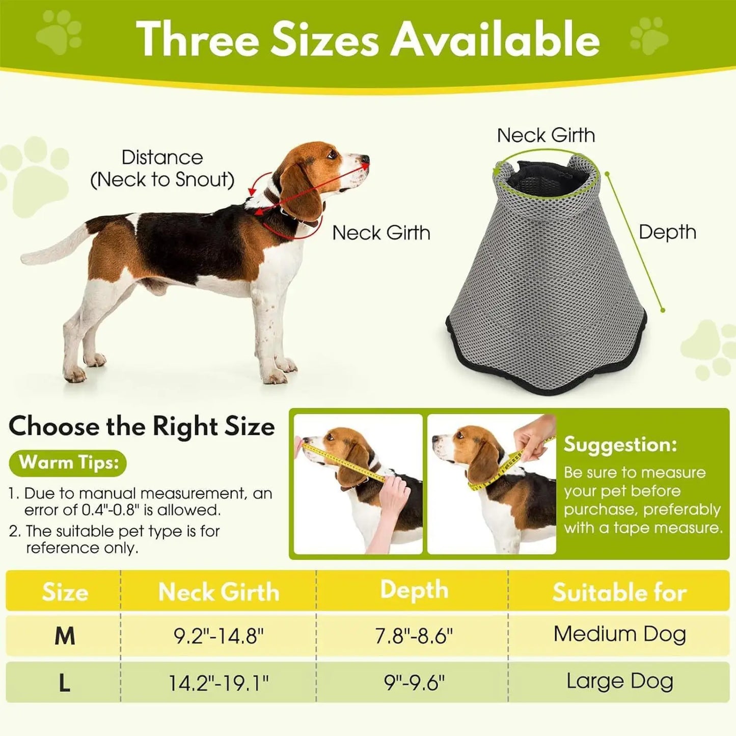 Soft Breathable Dog Recovery Cone Collar | Adjustable Pet Cone