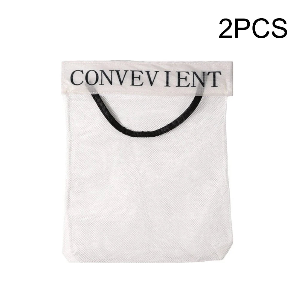 1-3PCS Wall-Mounted Large-Capacity Hanging Mesh Storage Bag Kitchen Garbage Bag Organizer Net Kitchen Storage Tool Peaceful Pleasures Health and Wellness 2pcs white