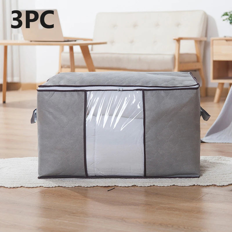 Quilt storage bag, clothing sorting bag, moving and organizing household bedding storage box, supplies Peaceful Pleasures Health and Wellness 3PC Grey 1pcs